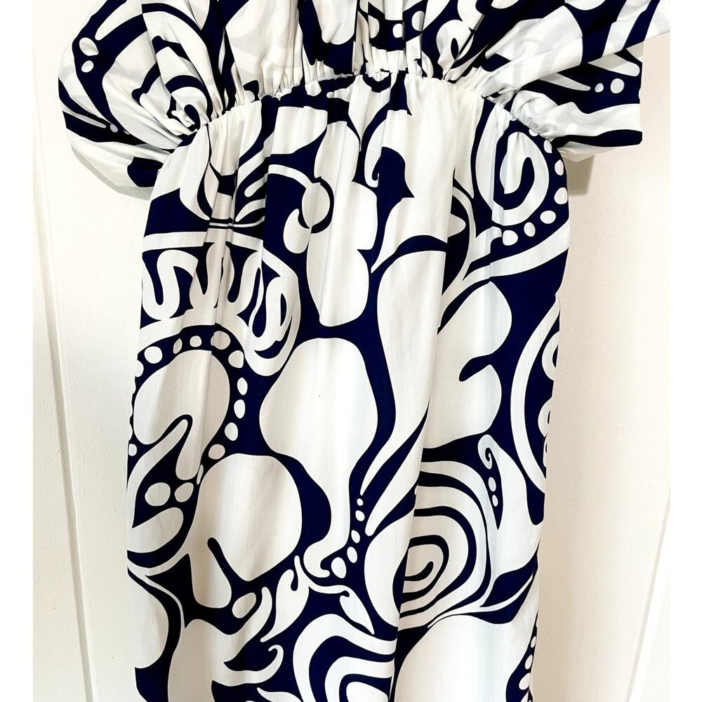NWT Mara Hoffman Raquel Maxi‎ Strap Floral Dress White Navy V neck Size 2 - Picture 7 of 11